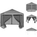 Pavillons & Partyzelte - Living Hexagonal Pop-Up Zelt mit 6 Seitenwänden Grau 3,6x3,1 m - Grau