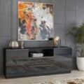 Sideboard schwarz Wohnzimmer HOOVER-83 modern mit Glasfronten, b/h/t: ca. 180/71/48 cm