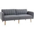 Homcom - Schlafsofa Klappsofa 2-Sitzer Stoffsofa Bettsofa Sofa mit Schlaffunktion Sofagarnitur leinenartiges Polyester Gummiholz Grau 173 x 75 x 73 cm