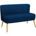 Homcom - 2-Sitzer Stoffsofa Polstersofa Doppelsofa Sitzmöbel Loungesofa Holz Samtartiges Polyster Schaumstoff Blau 117 x 56,5 x 77 cm