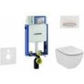 Geberit - Kombifix - Installationselement für Wand-WC mit Betätigungsplatte SIGMA50, Alpinweiß + Ideal Standard Tesi - wc und wc Sitz, Aquablade,