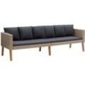 Vidaxl - 3-Sitzer-Gartensofa mit Auflagen Poly Rattan Beige