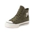 Sneaker CONVERSE "CHUCK TAYLOR ALL STAR LIFT PLATFORM COLORFUL SUEDE", Gr. 37,5, utility, egret, schwarz, Leder, sportlich, Schuhe