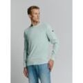 Rundhalspullover NO EXCESS, Herren, Gr. L, grau (ice), Obermaterial: 100% Baumwolle, meliert, casual, regular fit taillenbedeckt, Rundhals, Langarm Rippbündchen, Pullover, mit Logo Stickerei