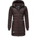 Steppjacke RAGWEAR "Tiasa Long", Damen, Gr. S (36), braun (dunkelbraun), Oberstoff: 100% Nylon, Futter: 100% Polyester, Wattierung: 100% Polyester, Ärmelfutter: 100% Polyester, modisch, gerade ca. Mitte Oberschenkel, Jacken, Gemusterte Winterjacke mit Kapuze