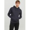 Kapuzensweatshirt JACK & JONES "JJESTAR JJ SWEAT HOOD NOOS", Herren, Gr. M, blau (schwarz navy), angeraute Sweatware, Obermaterial: 70% Baumwolle, 30% Polyester, bedruckt, modisch, relaxed fit taillenbedeckt, Rundhals, Langarm Rippbündchen, Sweatshirts, mit Logo Print im 3D Look