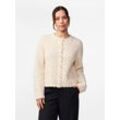 Strickjacke Y.A.S "YASBUBBLE LS KNIT CARDIGAN S. NOOS", Damen, Gr. S (36), beige (birch), Strick, Obermaterial: 52% Polyester, 21% Polyacryl, 12% Nylon, 6% Alpaka, 6% Wolle, 3% Elasthan, unifarben, modisch, Rundhals, Langarm, Strickjacken