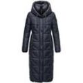 Steppmantel NAVAHOO "Waffelchen", Damen, Gr. L (40), blau (navy), Obermaterial: 100% Polyester, Futter: 100% Polyester, Wattierung: 100% Polyester, modisch, figurumspielend ca. Mitte Wade, hoch geschlossener Ausschnitt, Mäntel, Wintermantel mit Gehschlitzen und Kapuze