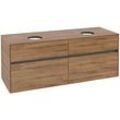 Villeroy und Boch Collaro Waschtischunterschrank C048B0RH 140x54,8x50cm, für 2 Waschtische, mit LED-Beleuchtung, Kansas Oak