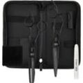 Olivia Garden Friseurscheren PowerCut 2-Scheren Set 6,5" mattes Schwarz 1x Haarschneideschere 6,25" RH + 1x Modellierschere 6,0" RH europäische Ausführung mit 28 Zähnen + Scherenöl + 1x Mikrofasertuch + Reißverschlusstasche