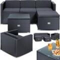 KESSER® Polyrattan Lounge Aruba – Gartenlounge für 4-5 Personen Gartenmöbel-Set Sitzgruppe aus 3er Gartensofa, Sessel, Hocker und Beistelltisch mit Sitzkissen - für Garten, Terrasse und Balkon