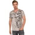 T-Shirt RUSTY NEAL, Herren, Gr. S, grau, 100% Baumwolle, unifarben, normal, Rundhals, Kurzarm, Shirts, mit Allover-Druck