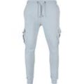 Cargohose URBAN CLASSICS "Urban Classics Herren Fitted Cargo Sweatpants", Herren, Gr. L, US-Größen, blau (summerblau), 80% Baumwolle, 20% Polyester, unifarben, slim fit, Hosen