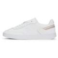 Plateausneaker TOMMY HILFIGER "TH HERITAGE COURT SNEAKER STRPS", Damen, Gr. 37, weiß, Leder, Textil, Lederimitat, sportlich, Schuhe, Freizeitschuh, Halbschuh, Schnürschuh mit seitlichem Monogramm