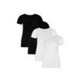 Unterhemd BAMBOO BASICS "T-Shirt KATE 4er Pack", Damen, Gr. M, N-Gr, schwarz (schwarz, weiß), Obermaterial: 68% Viskose CV. 28% Baumwolle CO. 4% Elasthan EL., Kurzarm, Unterhemden