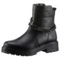 Stiefelette REMONTE "Liz Hurley-Collection", Damen, Gr. 38, schwarz, Leder, Lederimitat, unifarben, modisch, Schuhe, Blockabsatz, Bikerboots, Chunky-Boots mit Innenreißverschluss