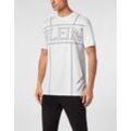 T-Shirt PLEIN SPORT "T-Shirt Round Neck Ss", Herren, Gr. M, 01, weiß, Obermaterial: 100% Baumwolle, Shirts