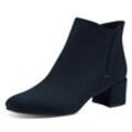 Stiefelette TAMARIS, Damen, Gr. 37, blau (navy), Textil, Veloursleder, elegant, Schuhe, Blockabsatz, Businessschuh, Ankleboots mit Stretcheinsatz