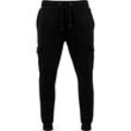 Cargohose URBAN CLASSICS "Urban Classics Herren Fitted Cargo Sweatpants", Herren, Gr. M, US-Größen, schwarz, 80% Baumwolle, 20% Polyester, unifarben, slim fit, Hosen