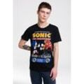 T-Shirt LOGOSHIRT "Sonic", Herren, Gr. XXXL, schwarz, 100% Baumwolle, bedruckt, mehrfarbig, casual, normal, Rundhals, Kurzarm, Shirts, mit lizenzierten Originaldesign