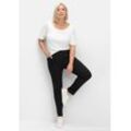 Stretch-Hose SHEEGO "Große Größen", Damen, Gr. 100, Langgrößen, schwarz, Obermaterial: 70% Viskose, 25% Polyamid, 5% Elasthan, unifarben, casual, regular fit lang, Hosen, mit Shaping-Einsatz im Bauchbereich