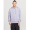 Kapuzensweatshirt JACK & JONES "JJESTAR BASIC SWEAT HOOD NOOS", Herren, Gr. L, lila (languid lavender), angeraute Sweatware, Obermaterial: 70% Baumwolle, 30% Polyester, unifarben, modisch, relaxed fit taillenbedeckt, ohne Ausschnitt, Langarm Rippbündchen, Sweatshirts, mit Rippbündchen