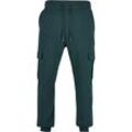 Stoffhose URBAN CLASSICS "Urban Classics Herren Cargo Sweatpants", Herren, Gr. L, US-Größen, grün (bottlegrün), 65% Baumwolle, 35% Polyester, unifarben, normal, Hosen