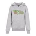 Kapuzensweatshirt MISTERTEE "MisterTee Herren Kids Mandalorian The Child Hoody", Jungen, Gr. 110/116, grau (erdgrau), 65% Baumwolle, 35% Polyester, unifarben, Langarm, Sweatshirts