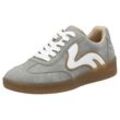 Plateausneaker R-RIEKER, Damen, Gr. 36, grau (grau, creme), Lederimitat, sportlich, Schuhe, Freizeitschuh, Halbschuh, Schnürschuh in veganer Verarbeitung