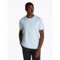 T-Shirt TOMMY HILFIGER "ESSENTIAL REG FIT SOLID TEE", Herren, Gr. S, blau (breezy blau), Single Jersey, Obermaterial: 100% Baumwolle, unifarben, casual, Basic, Rundhals, Kurzarm, Shirts, mit Rundhalsausschnitt