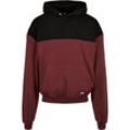 Sweatshirt URBAN CLASSICS "Urban Classics Herren Upper Block Hoody", Herren, Gr. M, rot (cherry, blk), 65% Baumwolle, 35% Polyester, Langarm, Sweatshirts Hoodie Sweatshirt