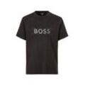 T-Shirt BOSS GREEN "Tee DropNeedle", Herren, Gr. L, schwarz (schwarz001), Single Jersey, Obermaterial: 100% Baumwolle, unifarben, casual, regular fit hüftlang, Rundhals, Kurzarm normaler Saum, Shirts, mit doppeltem BOSS-Logo