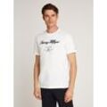 T-Shirt TOMMY HILFIGER "SCRIPT LOGO TEE", Herren, Gr. M, weiß, Single Jersey, Obermaterial: 100% Baumwolle, casual, regular fit hüftlang, Rundhals, Kurzarm abgesteppt, Shirts, mit aufgesticktem Logo