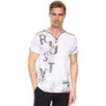 T-Shirt RUSTY NEAL, Herren, Gr. M, weiß, 100% Baumwolle, bedruckt, normal, Rundhals, Kurzarm, Shirts, im Used-Look