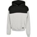 Sweatshirt URBAN CLASSICS "Urban Classics Herren Upper Block Hoody", Herren, Gr. L, grau (lightasphalt, schwarz), 65% Baumwolle, 35% Polyester, Langarm, Sweatshirts Hoodie Sweatshirt