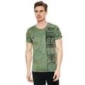 T-Shirt RUSTY NEAL, Herren, Gr. L, grün (khaki), 100% Baumwolle, bedruckt, casual, normal, Rundhals, Kurzarm, Shirts, mit modernem Print