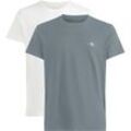 T-Shirt CALVIN KLEIN JEANS "2 PACK MONOLOGO T-SHIRT", Herren, Gr. L, hellweiß, trooper, Single Jersey, Obermaterial: 100% Baumwolle, casual, regular fit, Rundhals, Kurzarm, Shirts, mit Rundhalsausschnitt