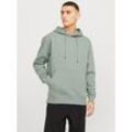 Kapuzensweatshirt JACK & JONES "JJESTAR BASIC SWEAT HOOD NOOS", Herren, Gr. L, grün (iceberg grün), angeraute Sweatware, Obermaterial: 70% Baumwolle, 30% Polyester, unifarben, modisch, relaxed fit taillenbedeckt, ohne Ausschnitt, Langarm Rippbündchen, Sweatshirts, mit Rippbündchen