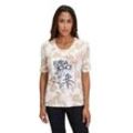 Kurzarmshirt BETTY BARCLAY "Betty Barclay Basic Shirt mit Print", Damen, Gr. 36, beige (cream, beige), Jersey, Obermaterial: 95% Viskose, 5% Elasthan., casual, tailliert normal, Halbarm, Shirts, Placement