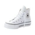 Sneaker CONVERSE "CHUCK TAYLOR ALL STAR LEATHER PLATFORM", Gr. 36, weiß (weiß, weiß), Leder, sportlich, Schuhe, Sneaker aus weichem Leder