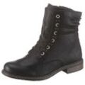 Schnürboots RIEKER, Damen, Gr. 38, schwarz, Lederimitat, klassisch, Schuhe Schnürboots Winterboots Damenschuh, Winterboots, Blockabsatz, Stiefelette mit dezenter Nietenverzierung