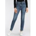 Straight-Jeans LEVI'S "724 High Rise Straight", Damen, Gr. 28, Länge 30, blau (mid indigo denim), Jeans, Obermaterial: 85% Baumwolle, 7% Lyocell, 6% Elastomultiester, 2% Elasthan, casual, straight fit lang, Jeans