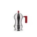 Alessi - Pulcina Espressokocher, 7 cl, silber / rot