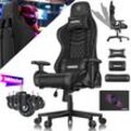 KESSER® Gaming Stuhl Ergonomisch Bürostuhl mit Kopfstütze & Lendenkissen Racing Gamer Stuhl 150kg belastbar Armlehne 360° Drehbarer Schreibtischstuhl Gaming Chair + Gummi-Rollen