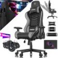 KESSER® Gaming Stuhl Ergonomisch Bürostuhl mit Kopfstütze & Lendenkissen Racing Gamer Stuhl 150kg belastbar Armlehne 360° Drehbarer Schreibtischstuhl Gaming Chair + Gummi-Rollen