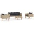 4-tlg. Garten-Lounge-Set mit Auflagen Poly Rattan Beige Vidaxl