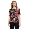 Kurzarmshirt BETTY BARCLAY "Betty Barclay Basic Shirt mit Print", Damen, Gr. 38, rot (schwarz, rot), Jersey, Obermaterial: 95% Viskose, 5% Elasthan., casual, tailliert normal, Halbarm, Shirts, Rippbündchen