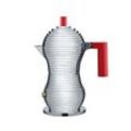 Alessi - Pulcina Espressokocher, 15 cl, induktionsgeeignet, silber / rot