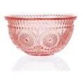 Glasschale Vintage mit Blumenmuster - Dessert/Snack Schüssel - D: 12,7cm - 210ml - Boho Stil - rosa