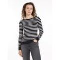 Strickpullover TOMMY HILFIGER "CO JERSEY STITCH BOAT-NK SWEATER", Damen, Gr. S (36), blau (breton stp, desert sky, ivory petal), Strick, Obermaterial: 67% Baumwolle, 33% Polyamid, casual, Basic hüftlang, U-Boot-Ausschnitt, Langarm Bündchen, Pullover, mit Tommy Hilfiger Logo-Flag am Ärmel